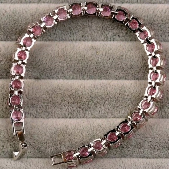 Pink Topaz Tennis Bracelet - 7" - Picture 3 of 5